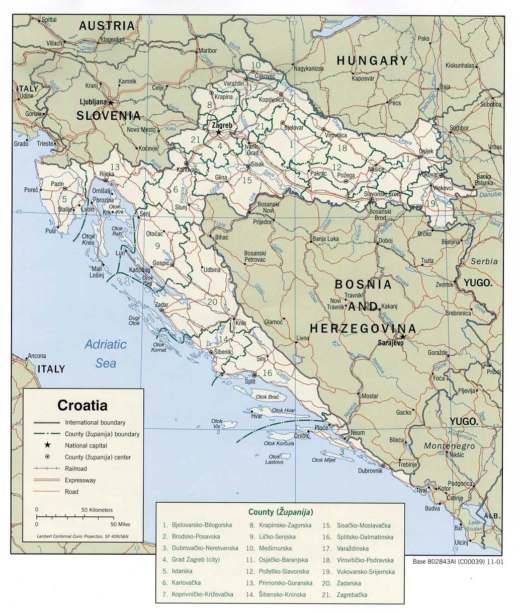 croată porturi hartă