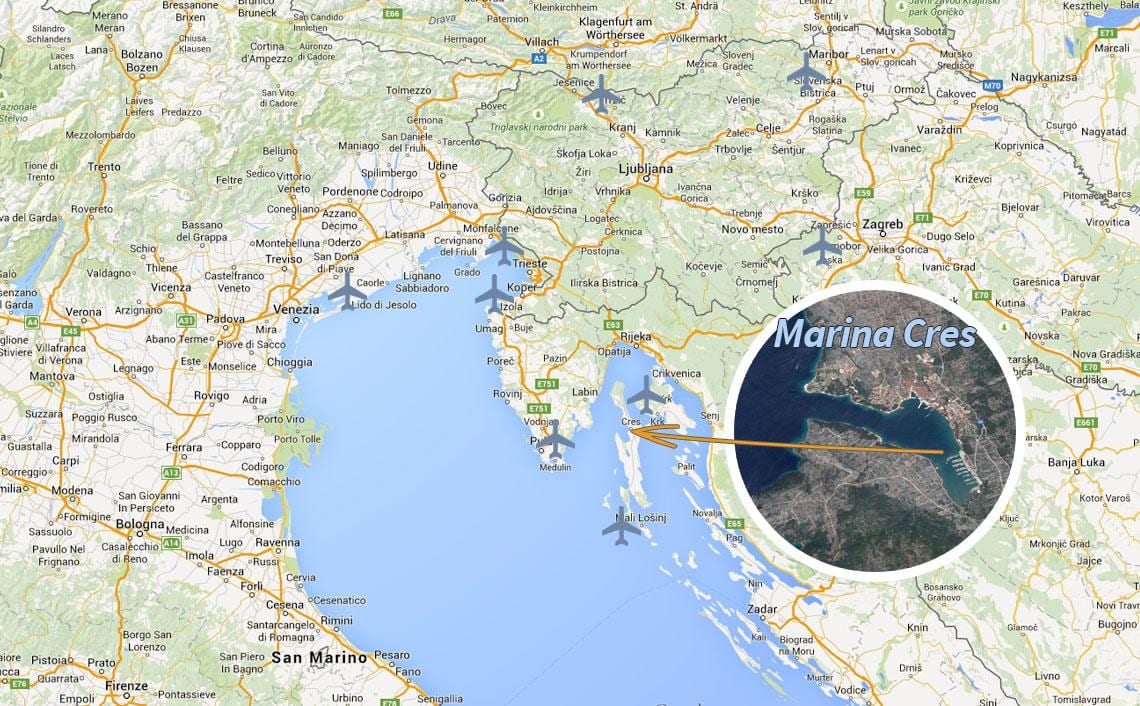cres croația hartă