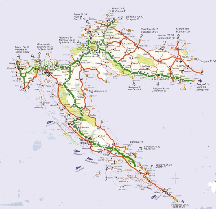 harta croației excursie