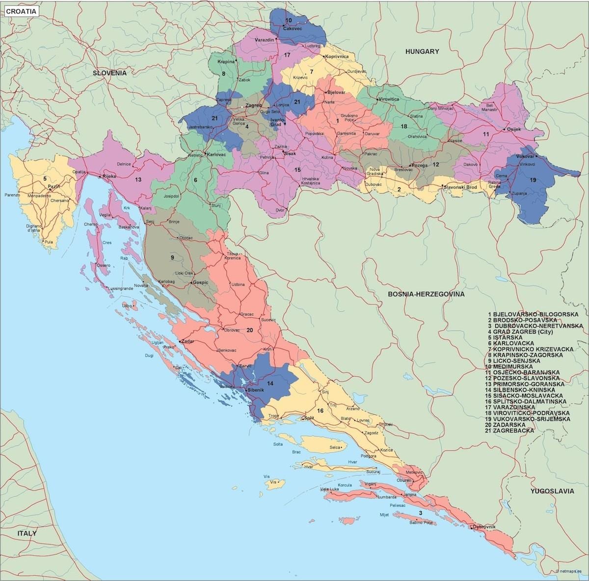 harta croației politice 