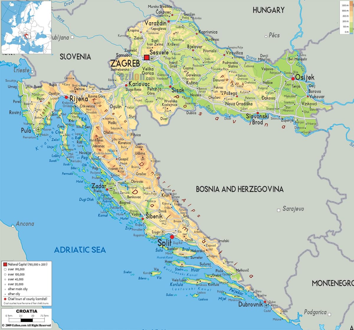 harta croației râu