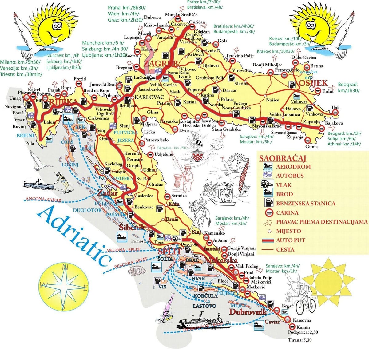 croația destinatii de vacanta hartă