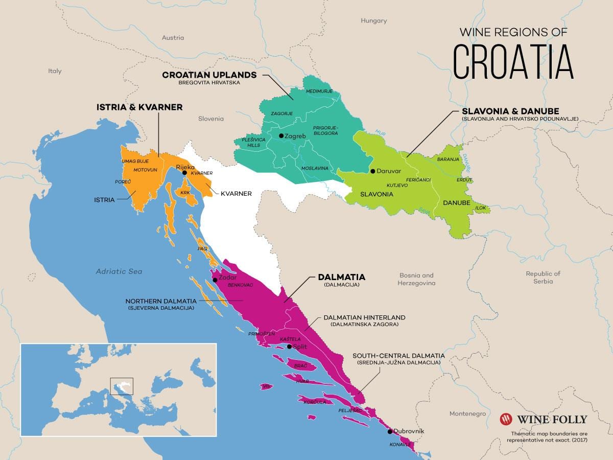 harta croației vinării