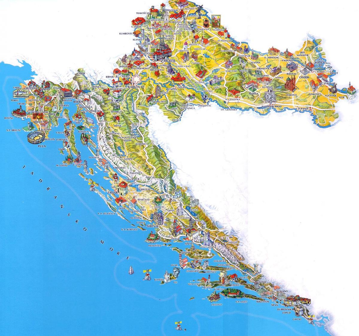 croația atracții turistice hartă