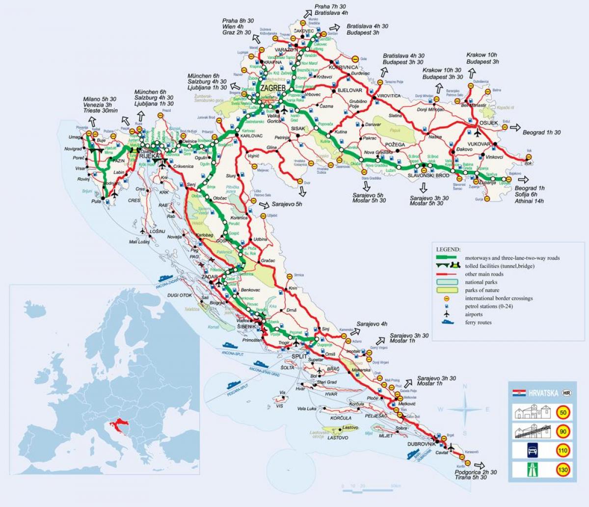 harta croației tren