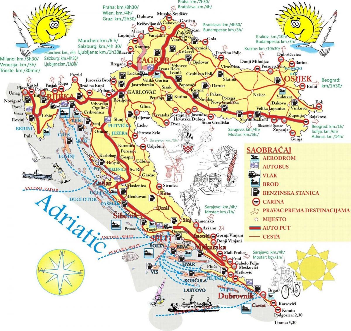 croația destinatii de vacanta hartă