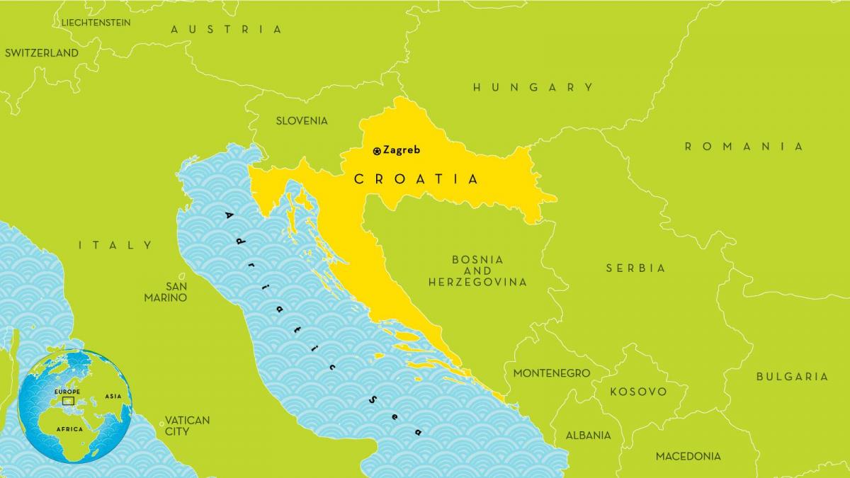 harta croației și zonele înconjurătoare