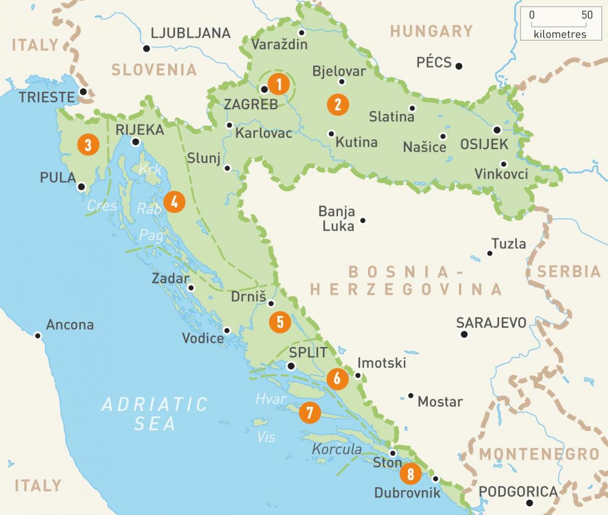 harta croația și insulele
